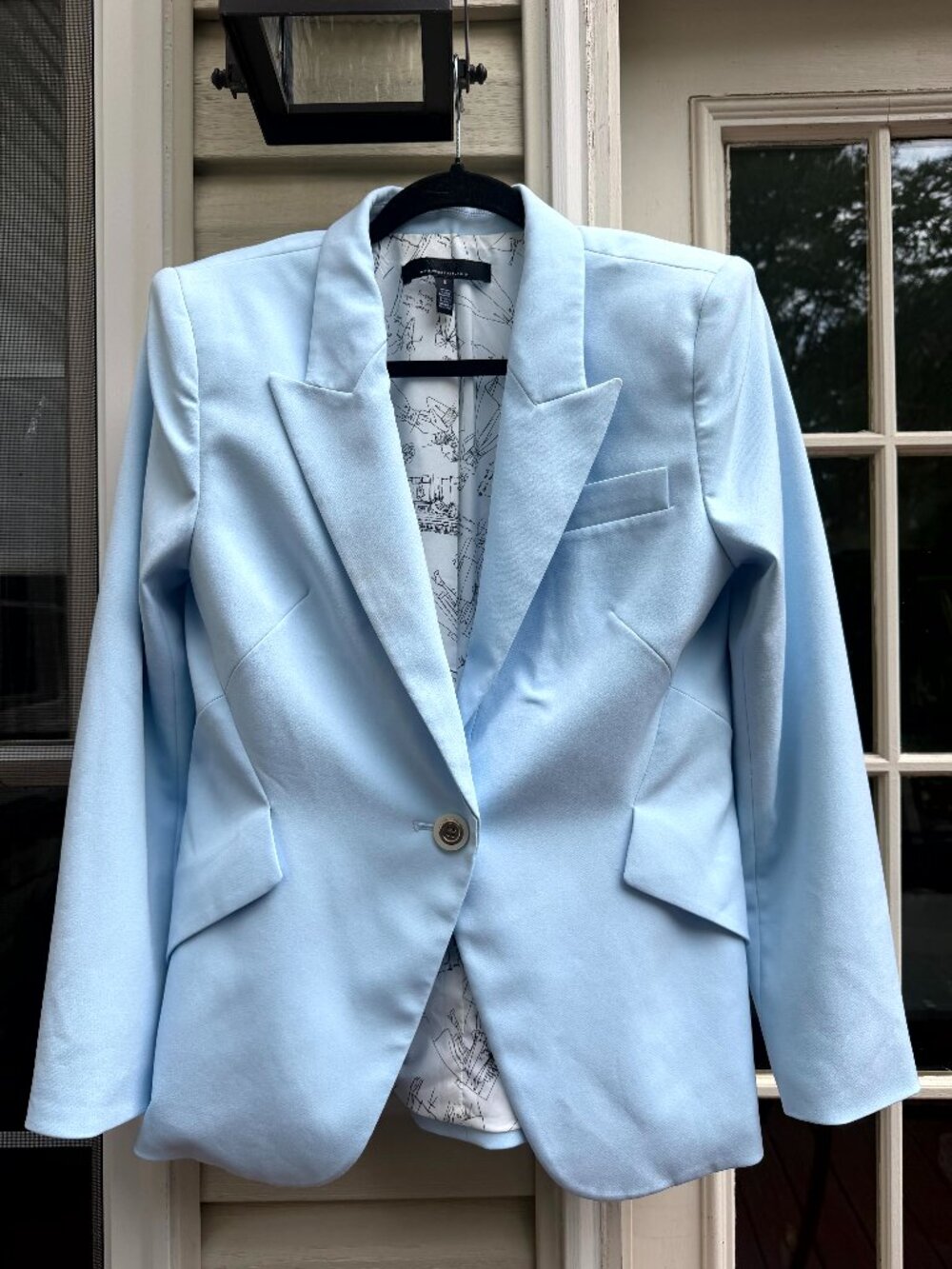 White House Black Market (WHBM) Light Blue One-Button Blazer / Jacket, Size 8